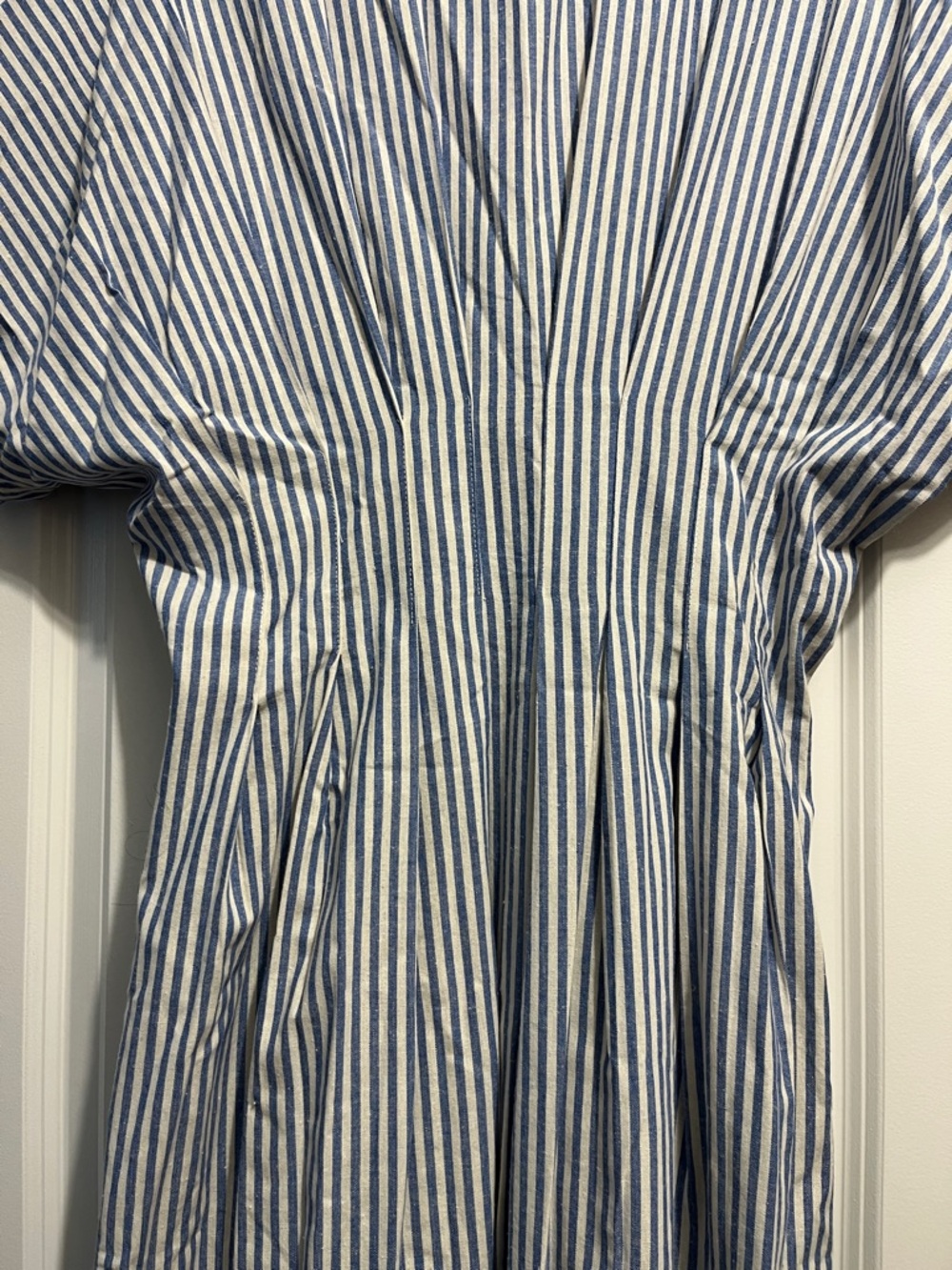 MIOU MUSE Blue & White Striped Button-Front Dress - Picture 9 of 9